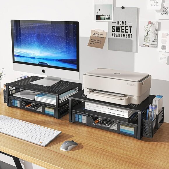 NEW  2 Tier Metal Monitor Stand Monitor riser and Computer Desk Organizer - Picture 7 of 9